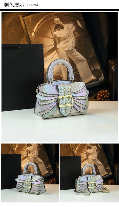 Sac en Cuir group avec Ailes Rivetées pour Femme, Sacoche de Caractère, Nouvelle Collection 2024