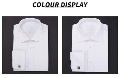 Chemises à col haut à double boucle pour hommes, mode rétro britannique, pur coton, chemises d'affaires minces, chemises de travail