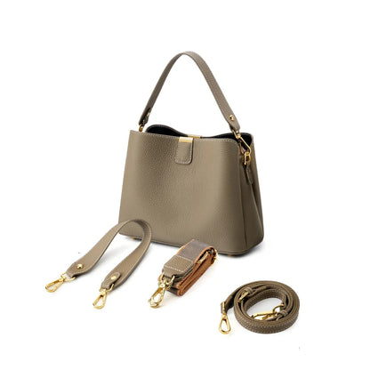 Hifashion 100% vache en cuir véritable seau épaule sacs à bandoulière pour femmes 2025 luxe concepteur large sangle fourre-tout dames sacs à main