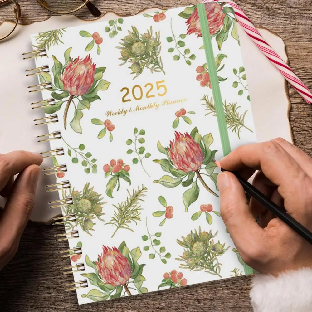 Cahier de licence multifonctionnel pour hommes et femmes, belle licence 03/licence, hebdomadaire, mensuel, couverture de plante, à faire, 2025