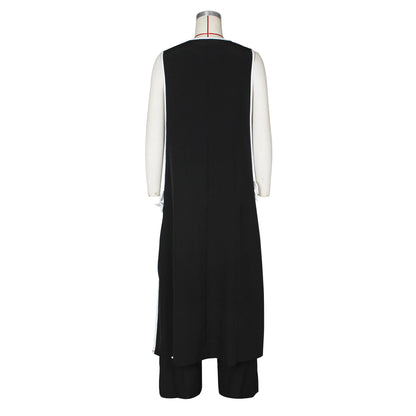 Ensemble de survêtement assressentipour femme, pantalon à glaçure épissée, pantalon à jambe large, longueur de rinçage, élégant, travail de rue, 2 pièces