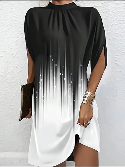 Mini robe décontractée à col rond pour femmes, nouvelle mode, imprimé Tie Dye, élégante, manches chauve-souris, ample, été, 2023