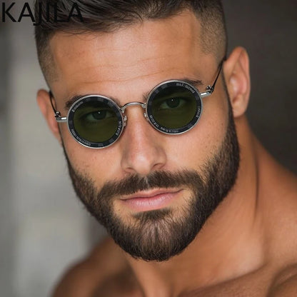 Lunettes de soleil rondes Steampunk à petite monture pour hommes, marque de luxe rétro Punk, lunettes de conduite classiques, UV400, 2025