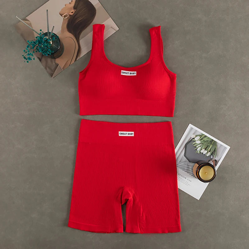 Ensemble de yoga sans couture pour femmes, combinaisons d'entraînement de fitness, soutien-gorge de sport, leggings taille haute, vêtements de sport sexy en V profond, nouveau, 2024