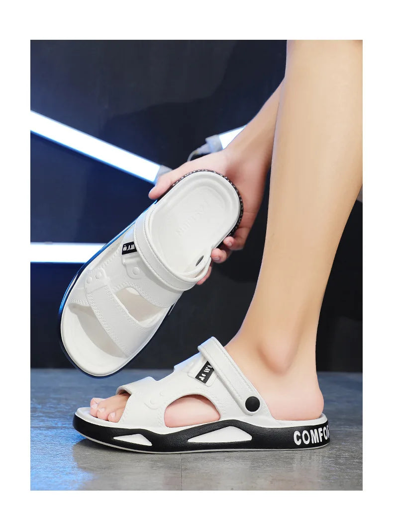 Sandales d'été Eva pour hommes, pantoufles à la mode, légères, douces, plates, antidérapantes, pour l'extérieur, la plage, à bout ouvert