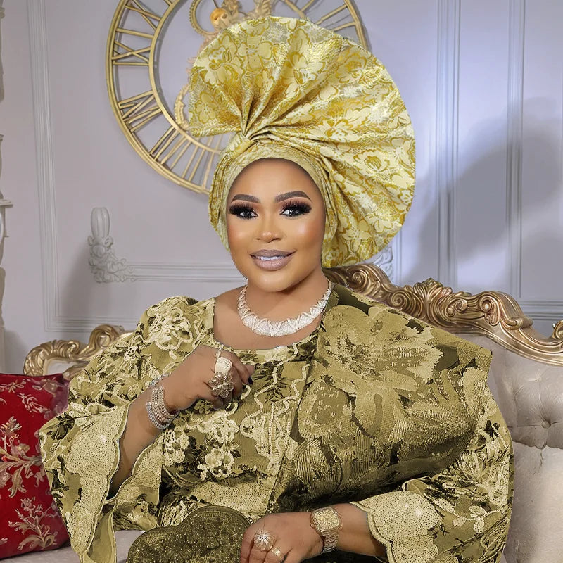 Gele automatique en forme d'éventail exagéré, couvre-chef déjà fabriqué pour femmes africaines, couvre-chef pour fête de mariage, couvre-chef, casquette Turban féminin