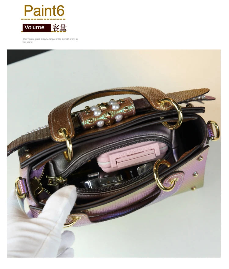 Sac en Cuir group avec Ailes Rivetées pour Femme, Sacoche de Caractère, Nouvelle Collection 2024