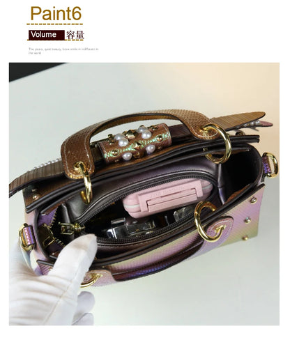 Sac en Cuir group avec Ailes Rivetées pour Femme, Sacoche de Caractère, Nouvelle Collection 2024