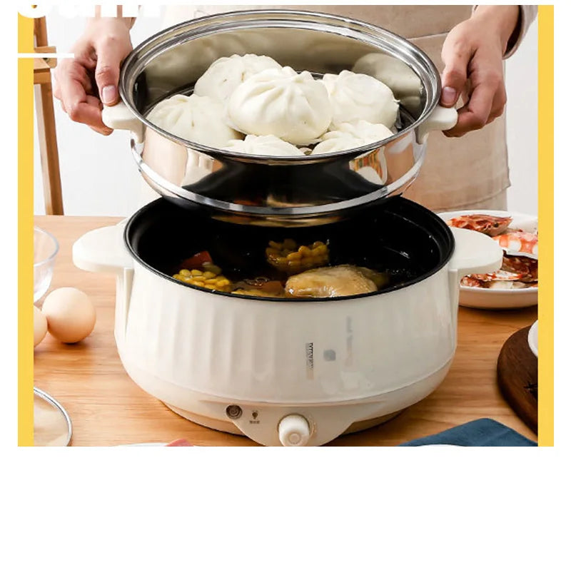 Pot électrique multicuiseur simple/Double couche de 1,7 l, poêle antiadhésive domestique pour 1 à 2 personnes, cuiseur à riz chaud, appareils de cuisson