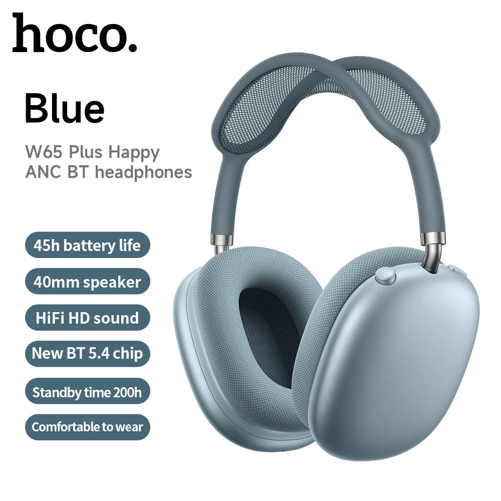 HOCO W65 Plus ANC réduction du bruit Bluetooth casque sur l'oreille sans fil grand écouteur Hifi sons Sport casques avec bouton