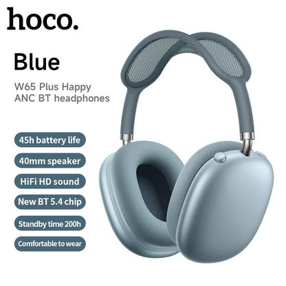HOCO W65 Plus ANC réduction du bruit Bluetooth casque sur l'oreille sans fil grand écouteur Hifi sons Sport casques avec bouton