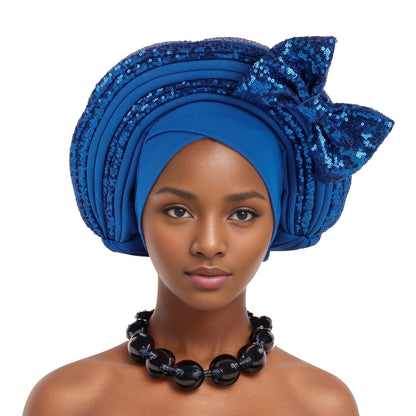 Cravate de Sauna à Paillettes pour Femme, Turban Africain avec Nministériels d Papillon Doux, Accessoire de ix