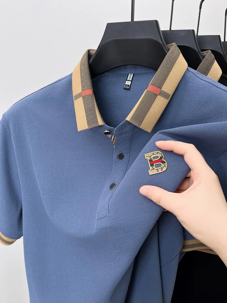 Marque de luxe logo polo à manches courtes hommes été nouveau haut de gamme en soie coton respirant Paul T-shirt mode décontracté vêtements pour hommes