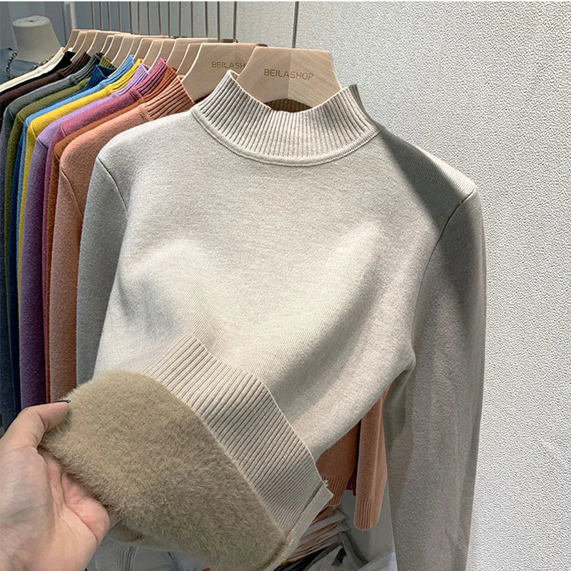 Pull à col roulé à manches longues pour femmes, pulls souriants, pull d'hiver, vêtements pour femmes, nouveau