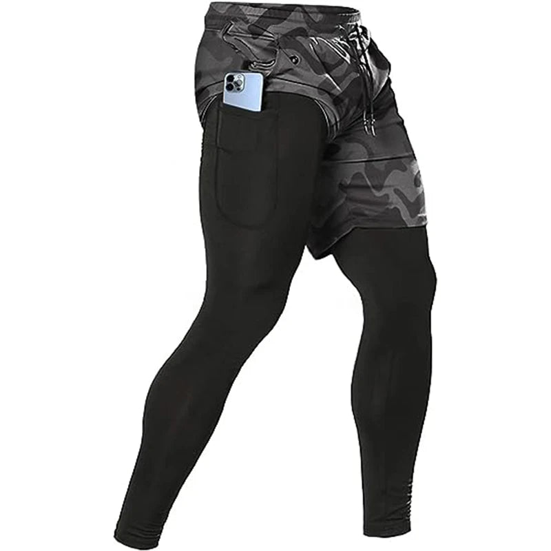 Pantalons de Sport pour hommes 2 en 1, survêtements d'athlétisme, vêtements d'entraînement, de Jogging, de gymnastique, de Fitness, de course