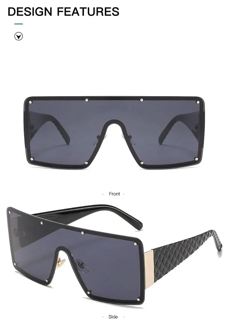 BERAKAH SUPRÊME - Lunettes de soleil à grande monture pour femmes, une pièce, à bords larges, Ins Street Shooting Catwalk Uv400