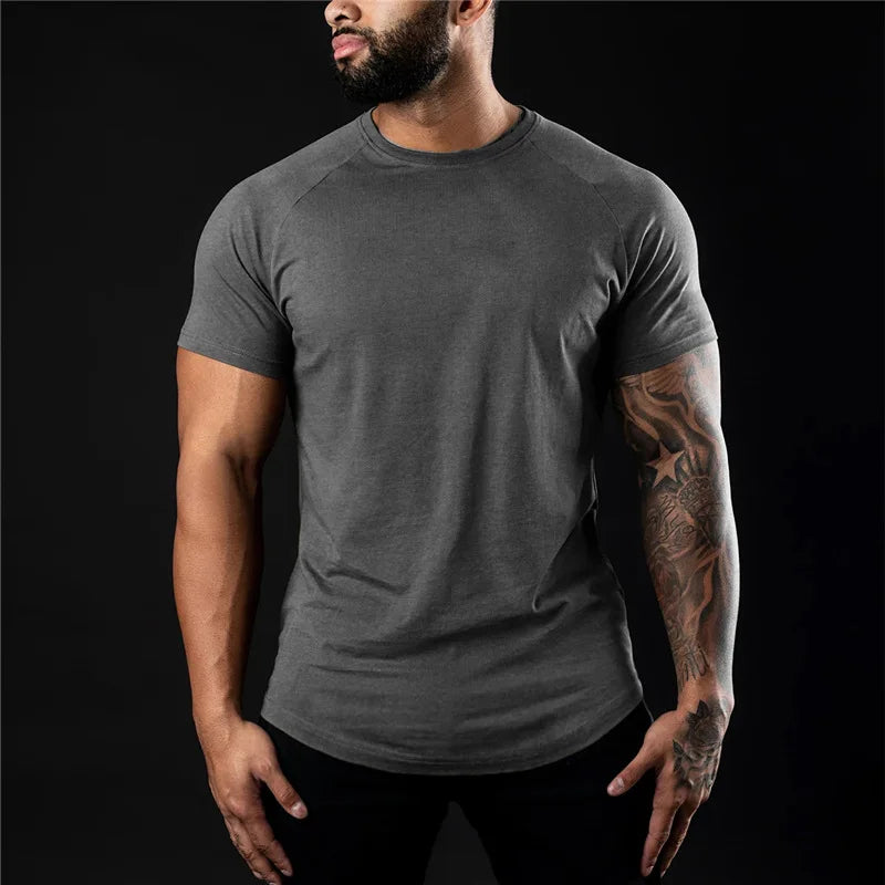 BS -T-shirt en coton été hommes athloisir entraînement à manches courtes Muscle Fitness T-shirt de haute qualité hommes T-shirt Gym Sport chemise hauts