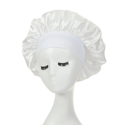 2 pièces lait Imitation soie large bord Satin tissu femmes cheveux chapeau Bonnet bande élastique chapeaux bonnets pour les femmes