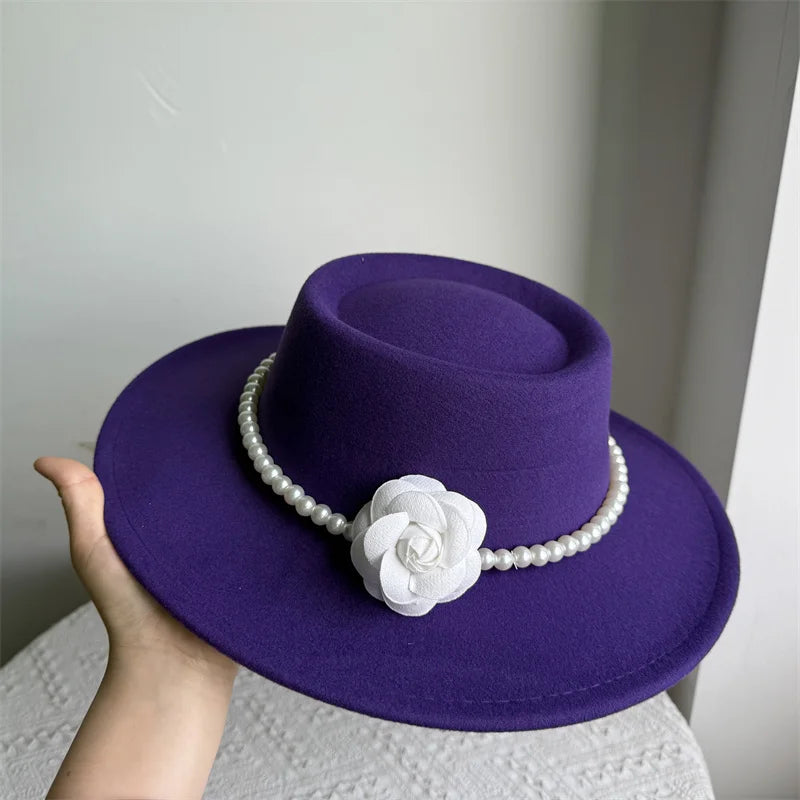 Chapeau Fedora de Style français pour femmes, chapeau en feutre à bord large de 10CM, Derby d'hiver et d'automne, chapeaux de Jazz de mariage
