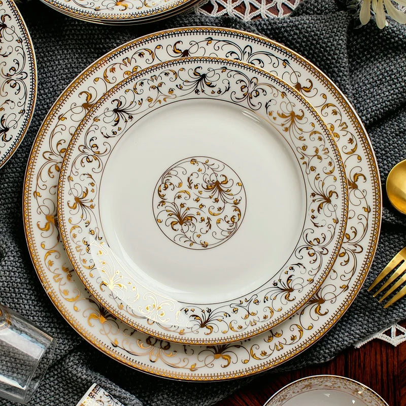 Assiettes et plats en porcelaine tendre, plats de buffet en céramique pour la fête, chargeurs d'assiettes, ensemble de 2 pièces, 8 + 10 pouces