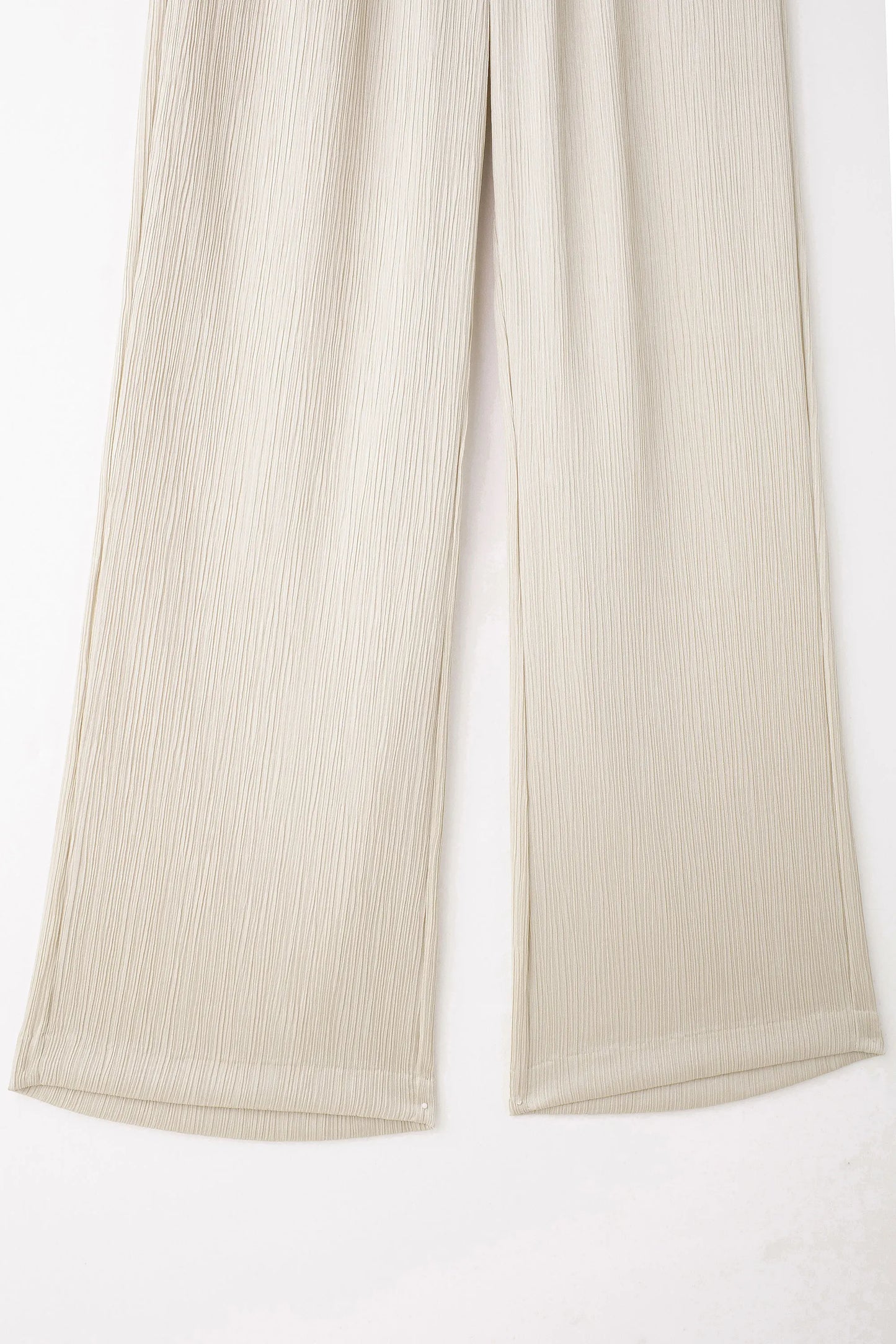 TRAFZA 2024 femmes 2 pièces ensemble taille élastique poche plis décorer pantalon à jambes larges + solide simple boutonnage fente ourlet Blouse haut