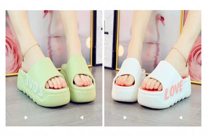 Feerldi nouveau 2025 blanc rose nœud papillon pantoufles femme haute plate-forme EVA diapositives sandales de créateur sabots de plage femmes ascenseur chaussure