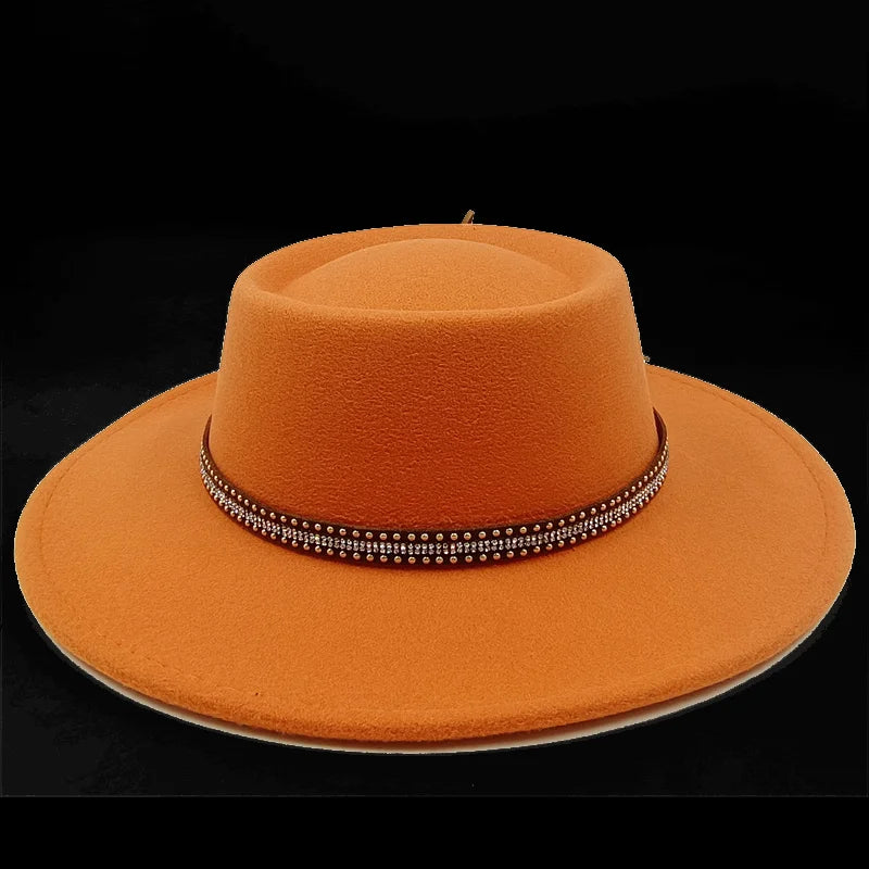 Chapeau fedora rose 8cm, haut convexe concave, chapeau de jazz pour femmes et hommes, chapeau fedora classique à dessus plat