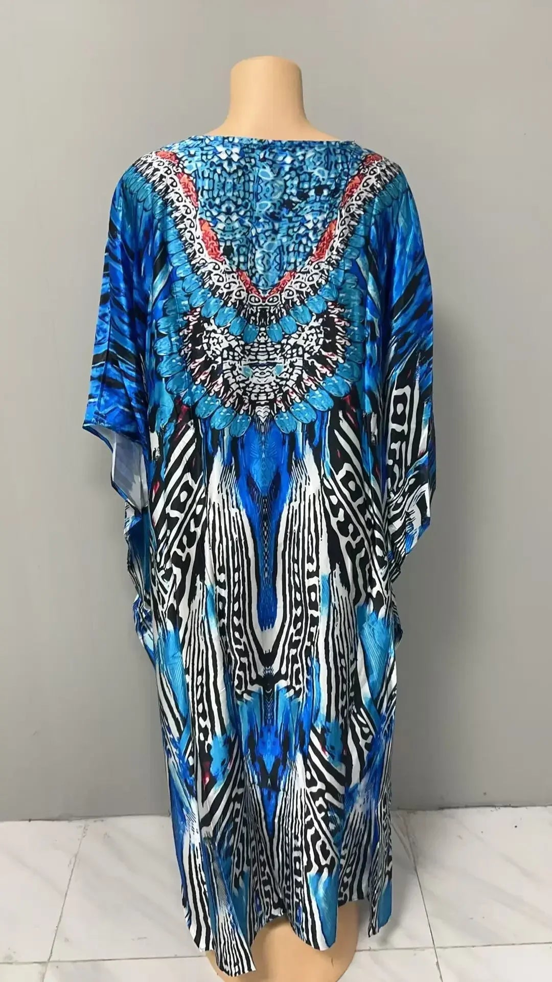 Robe confortable grande taille pour femmes, imprimé Floral, taille ample, jupe longue, manches chauve-souris, col en V, longueur cheville, mode élégante