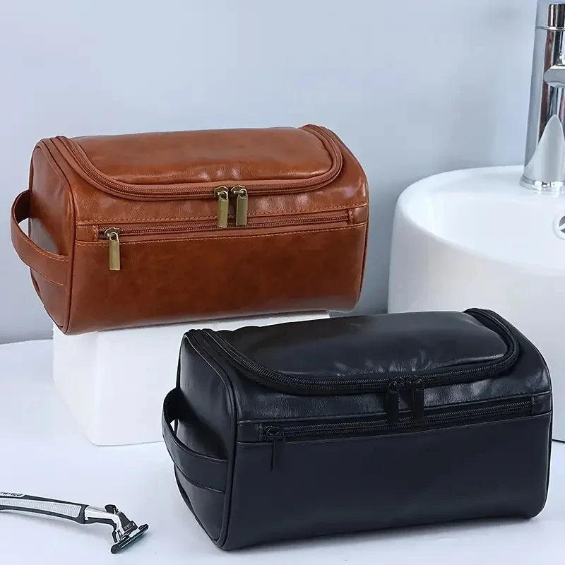 Trousse de toilette en cuir pour hommes et femmes, Kit Dopp, trousse de toilette suspendue pour hommes, trousse de toilette de voyage pour voyager, grand sac à cosmétiques pour T
