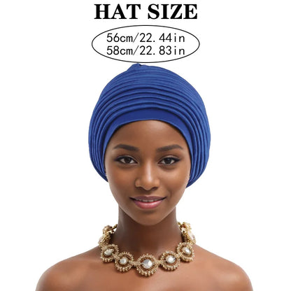 Turban Africain Plissé pour Femme, Déjà Fait, Cravates de Sauna, Bonnet Auto Gele, Hijab Musulman, Mariage Nigérian, Chapeau Rond