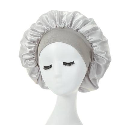 2 pièces lait Imitation soie large bord Satin tissu femmes cheveux chapeau Bonnet bande élastique chapeaux bonnets pour les femmes