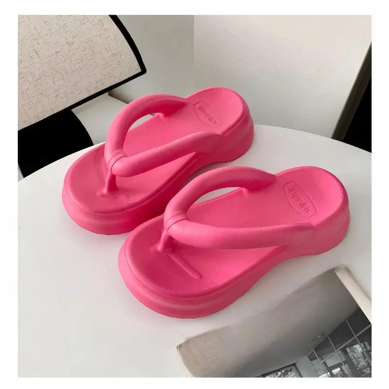 Tongs à semelles épaisses pour femmes, pantoufles Eva antidérapantes pour la maison d'été pour vêtements d'extérieur, sandales de Style coréen à la mode pour femmes