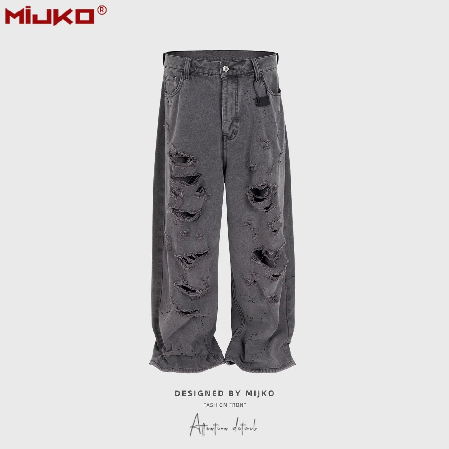MIJKO jean Baggy délavé pour hommes Streetwear Hip Hop grand jean détruit pantalon en Denim droit