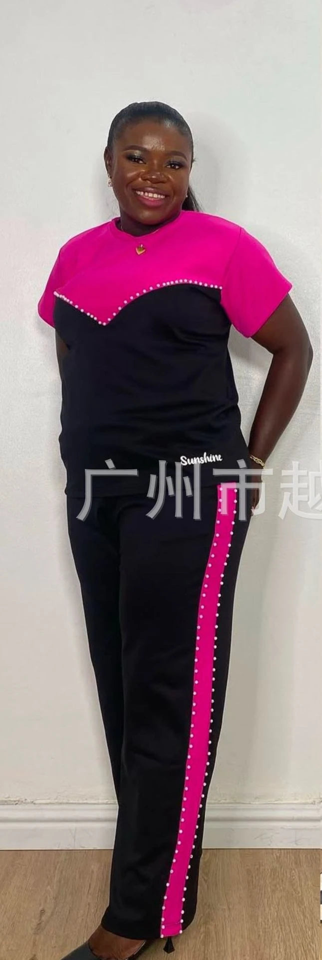 Personnalisé 2025 nouvelles femmes rayure imprimé 2 pièces ensembles survêtement femmes décontracté grande taille bureau montre de sport et pantalon à jambes larges ensemble