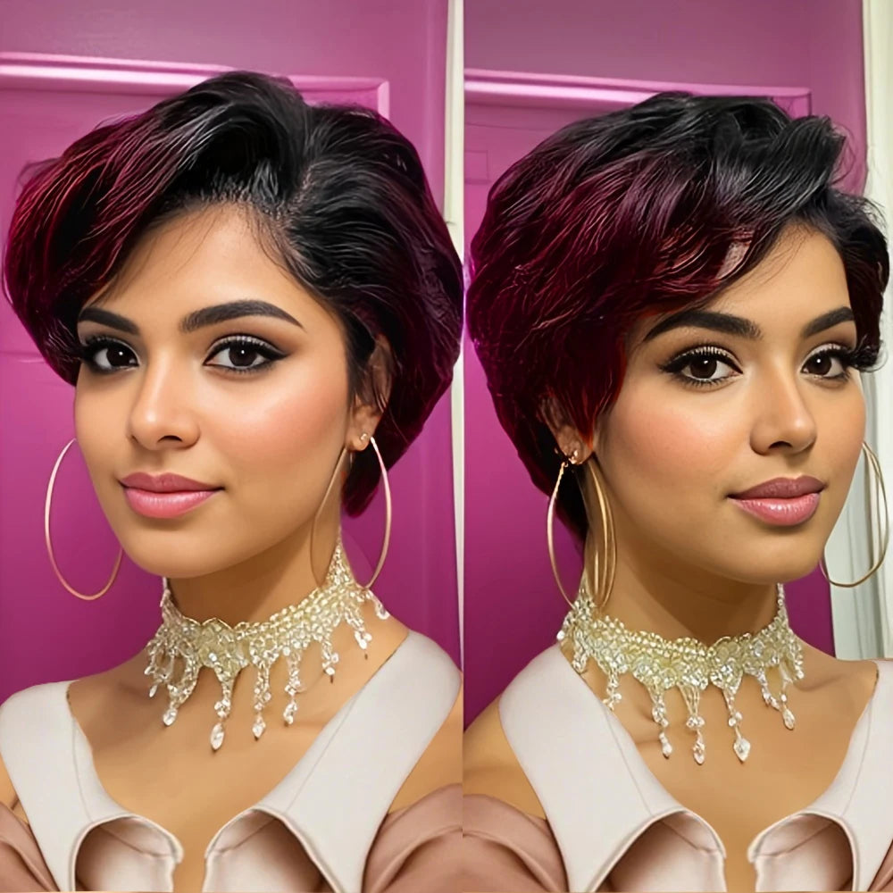 Perruque Lace Front Wig naturelle ondulée, cheveux humains, coupe Pixie, 13x4, pour femmes