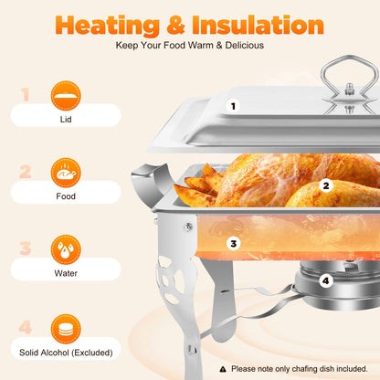 Réchaud/couvercle en acier inoxydable 6L, récipient chauffant pour Catering, Buffet de fête, poêle carré en libre-Service