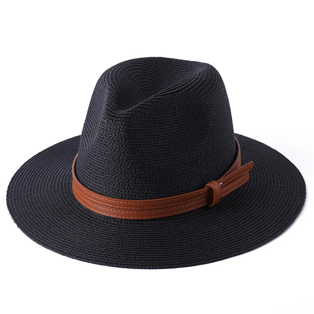 56-58-59-60CM nouveau chapeau de paille de forme souple Panama naturel été femmes/hommes casquette de soleil de plage à large bord Protection UV chapeau Fedora