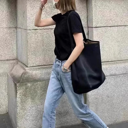 Sac à main en cuir véritable pour femmes, fourre-tout paresseux de grande capacité, sac à bandoulière simple, sac à dos de jour décontracté, sac de taille, sac seau