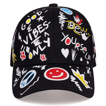Lettre impression graffiti hip hop casquette de baseball mode en plein air couple universel sauvage chapeau de soleil sport casquettes décontractées papa chapeaux