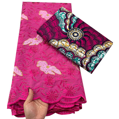 Tissu africain en dentelle de Voile suisse, 2.5 + 3 yards, véritable cire pour coudre une robe de soirée, nouvel arrivage