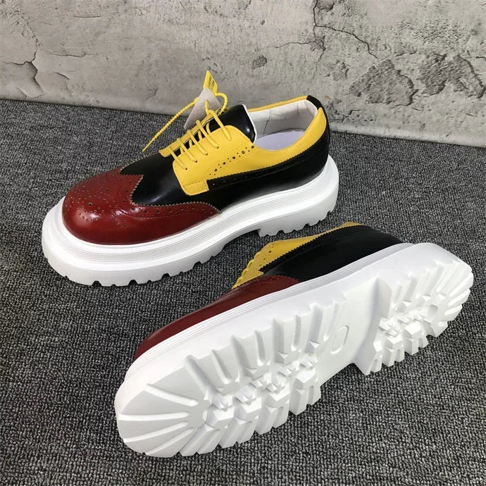 Chaussures Brogue Multi-documents en Cuir group pour Homme, Souliers à Grande Tête, Style Britannique, Décontracté, Rehausseur, Alicante zones me