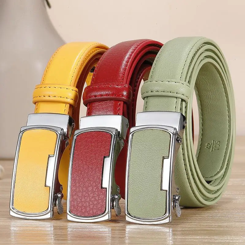 Ceinture de mode coréenne pour femmes, fine, étroite, art, couverture de taille, blanc, orange, bleu, vert, jaune, rouge, designer, ceinture automatique, nouveau