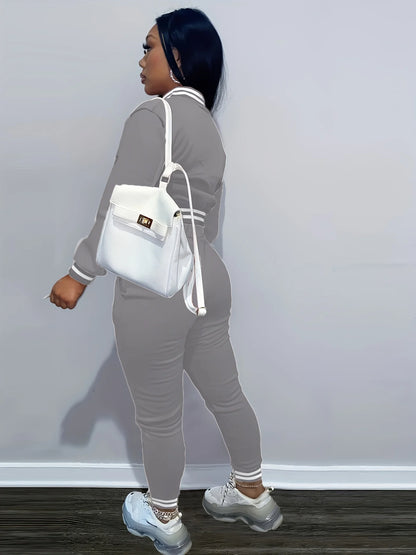 Veste de Baseball Pop de couleur Pure pour femmes, costume de sport à simple boutonnage, deux pi, printemps et automne, Europe et états-unis