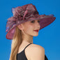 Chapeau Derby à fleurs de couleur unie pour femmes, en Organza à large bord, à volants, chapeau de soleil pliable, Protection UV, pour fête de thé, mariage