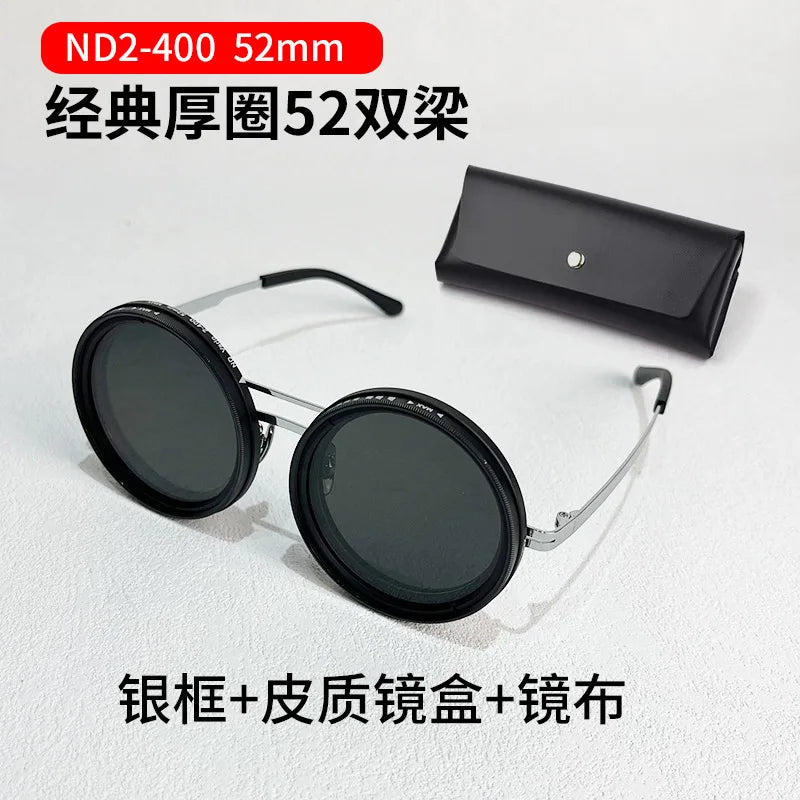 Lunettes de soleil de pêche à gradation réglable à 9 niveaux ND2-400 lunettes de soleil polarisées UV anti UV filtre ND avec ensemble de étuis à lunettes