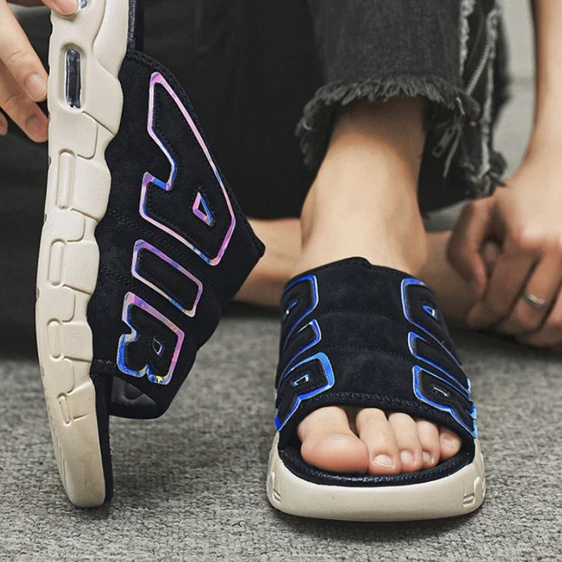 Été nouveaux hommes PU Air pantoufles à la mode grande taille Style coréen décontracté à la mode polyvalent vêtements d'extérieur sandales