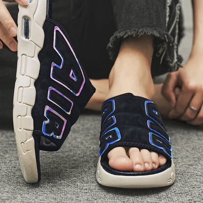 Été nouveaux hommes PU Air pantoufles à la mode grande taille Style coréen décontracté à la mode polyvalent vêtements d'extérieur sandales