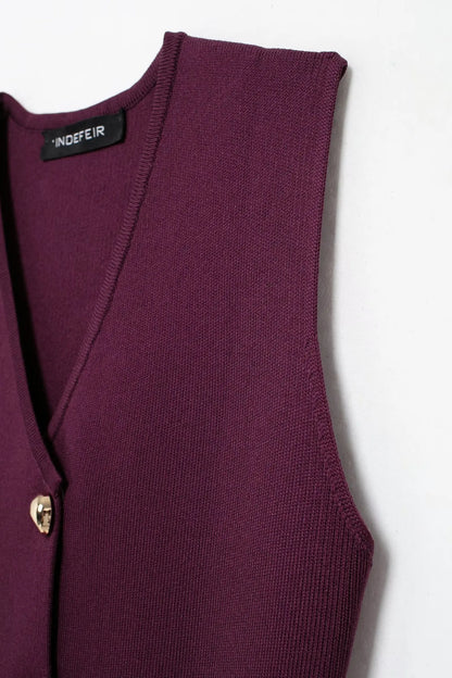 TRAFZA 2025 femmes jupe ensemble vin rouge tricoté col en v sans manches mince gilet + solide taille haute fermeture éclair Patchwork jupe longue rue