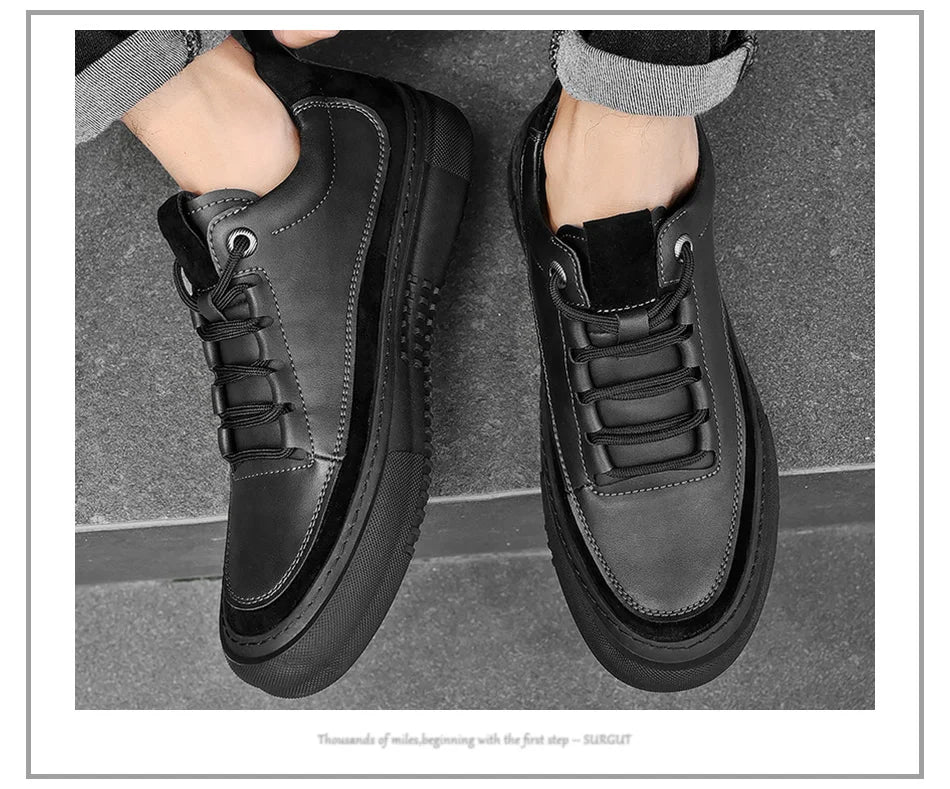 SURGUT-Chaussures décontractées en cuir de vachette pour hommes, coordonnantes, confortables, mode, épissage, semelle optique, automne, hiver, taille 38-44