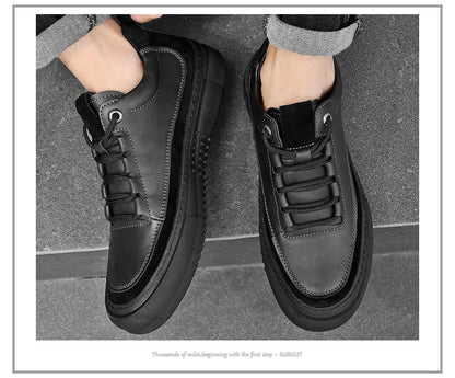 SURGUT-Chaussures décontractées en cuir de vachette pour hommes, coordonnantes, confortables, mode, épissage, semelle optique, automne, hiver, taille 38-44